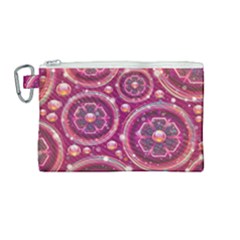 Abstract Background Floral Glossy Canvas Cosmetic Bag (medium)