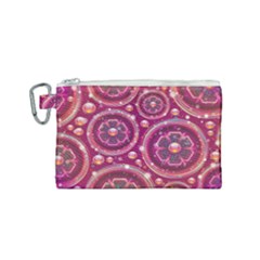 Abstract Background Floral Glossy Canvas Cosmetic Bag (small)