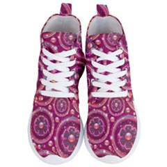 Abstract Background Floral Glossy Women s Lightweight High Top Sneakers