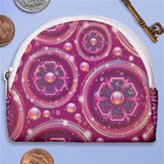 Abstract Background Floral Glossy Horseshoe Style Canvas Pouch