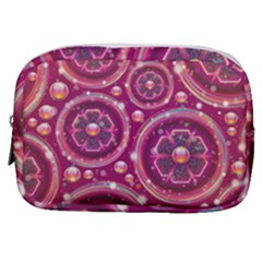 Abstract Background Floral Glossy Make Up Pouch (small)