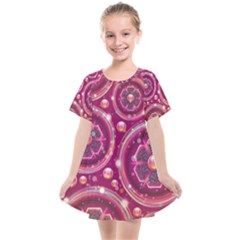 Abstract Background Floral Glossy Kids  Smock Dress by Pakrebo