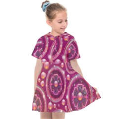 Abstract Background Floral Glossy Kids  Sailor Dress by Pakrebo