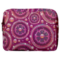 Abstract Background Floral Glossy Make Up Pouch (large)