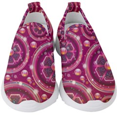 Abstract Background Floral Glossy Kids  Slip On Sneakers