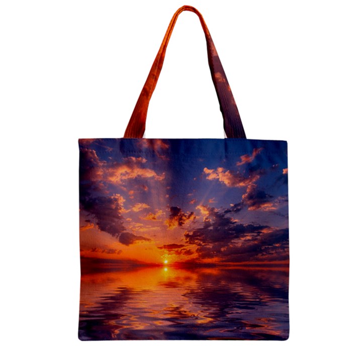 Sunset Dawn Sea Sun Nature Zipper Grocery Tote Bag