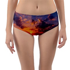 Sunset Dawn Sea Sun Nature Reversible Mid-waist Bikini Bottoms by Pakrebo