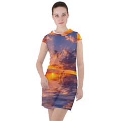 Sunset Dawn Sea Sun Nature Drawstring Hooded Dress