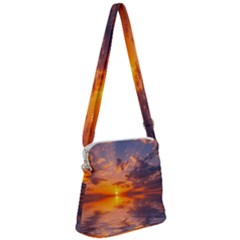 Sunset Dawn Sea Sun Nature Zipper Messenger Bag