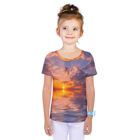 Sunset Dawn Sea Sun Nature Kids  One Piece Tee by Pakrebo