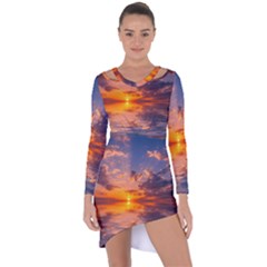 Sunset Dawn Sea Sun Nature Asymmetric Cut-out Shift Dress by Pakrebo