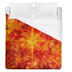 Christmas Star Snow Snowfall Duvet Cover (queen Size) by Pakrebo