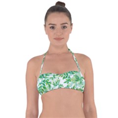 Leaves Green Pattern Nature Plant Halter Bandeau Bikini Top by Pakrebo