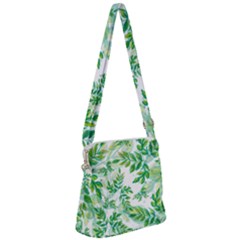 Leaves Green Pattern Nature Plant Zipper Messenger Bag by Pakrebo