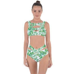 Leaves Green Pattern Nature Plant Bandaged Up Bikini Set  by Pakrebo