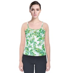 Leaves Green Pattern Nature Plant Velvet Spaghetti Strap Top by Pakrebo