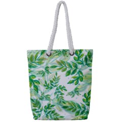 Leaves Green Pattern Nature Plant Full Print Rope Handle Tote (small) by Pakrebo