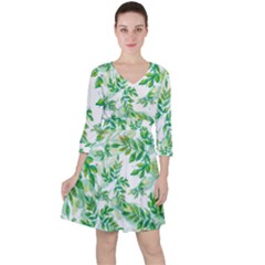 Leaves Green Pattern Nature Plant Ruffle Dress