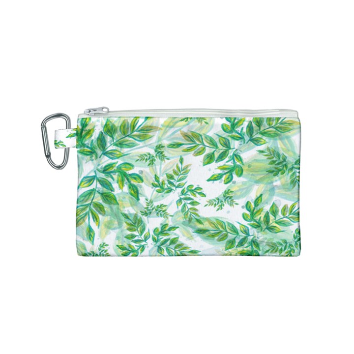 Leaves Green Pattern Nature Plant Canvas Cosmetic Bag (Small)