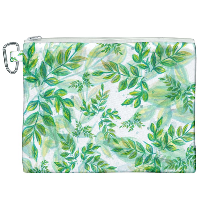 Leaves Green Pattern Nature Plant Canvas Cosmetic Bag (XXL)