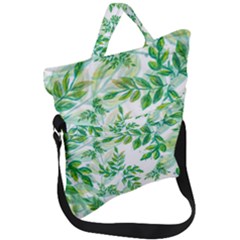 Leaves Green Pattern Nature Plant Fold Over Handle Tote Bag by Pakrebo