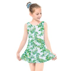 Leaves Green Pattern Nature Plant Kids  Skater Dress Swimsuit