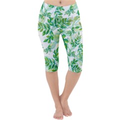 Leaves Green Pattern Nature Plant Lightweight Velour Cropped Yoga Leggings