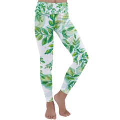 Leaves Green Pattern Nature Plant Kids  Lightweight Velour Classic Yoga Leggings