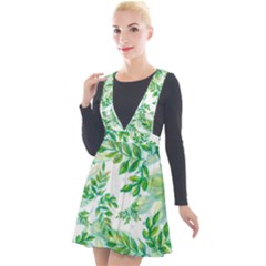 Leaves Green Pattern Nature Plant Plunge Pinafore Velour Dress