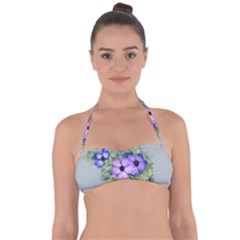 Flowers Vector Illustration Figure Halter Bandeau Bikini Top by Pakrebo