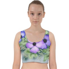 Flowers Vector Illustration Figure Velvet Racer Back Crop Top