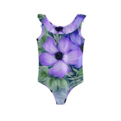 Flowers Vector Illustration Figure Kids  Frill Swimsuit