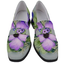 Flowers Vector Illustration Figure Women s Chunky Heel Loafers