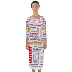 Writing Author Motivation Words Quarter Sleeve Midi Bodycon Dress