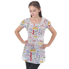 Writing Author Motivation Words Puff Sleeve Tunic Top