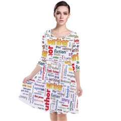 Writing Author Motivation Words Quarter Sleeve Waist Band Dress