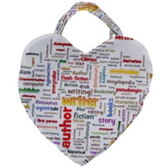 Writing Author Motivation Words Giant Heart Shaped Tote