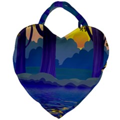 Illustration Vector Forest Nature Giant Heart Shaped Tote by Pakrebo