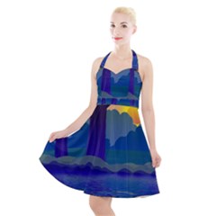 Illustration Vector Forest Nature Halter Party Swing Dress 