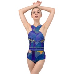 Illustration Vector Forest Nature Cross Front Low Back Swimsuit