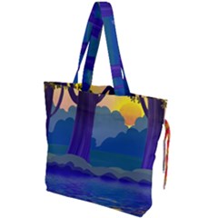 Illustration Vector Forest Nature Drawstring Tote Bag