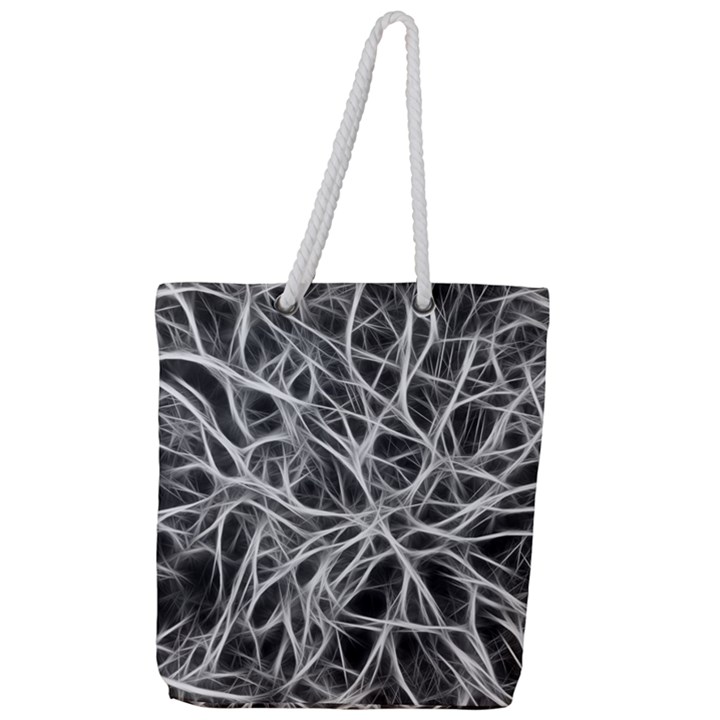 Nerves Cells Dendrites Sepia Full Print Rope Handle Tote (Large)