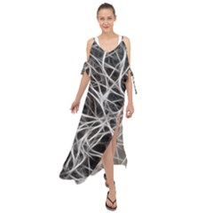 Nerves Cells Dendrites Sepia Maxi Chiffon Cover Up Dress