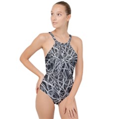 Nerves Cells Dendrites Sepia High Neck One Piece Swimsuit