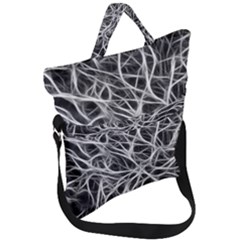 Nerves Cells Dendrites Sepia Fold Over Handle Tote Bag by Pakrebo