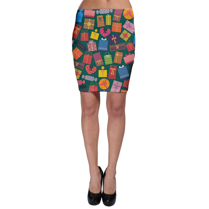 Presents Gifts Background Colorful Bodycon Skirt