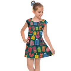 Presents Gifts Background Colorful Kids  Cap Sleeve Dress