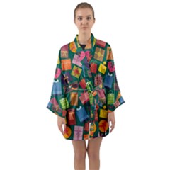 Presents Gifts Background Colorful Long Sleeve Kimono Robe by Pakrebo