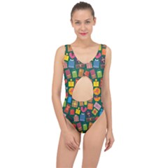 Presents Gifts Background Colorful Center Cut Out Swimsuit