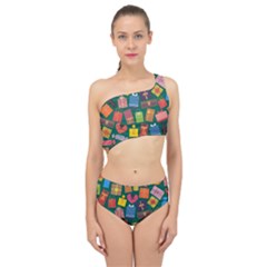 Presents Gifts Background Colorful Spliced Up Two Piece Swimsuit